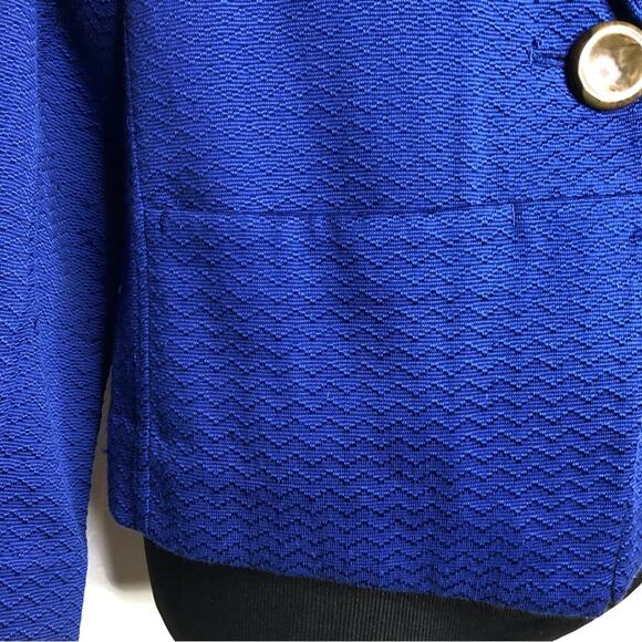 Anthropologie blue chevron textured button front blazer size 12 - Picture 7 of 16